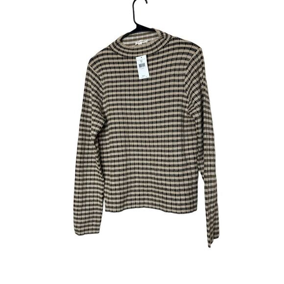 Mystree From The Buckle Tan Plaid Ribbed Mock Neck Sweater Size XL NWT - Picture 1 of 11